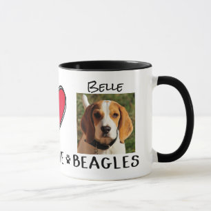 Taza Peace Love Beagles Dog Lovers Mug