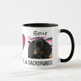 Taza Peace Love Dachshunds Dog Dug Mug
