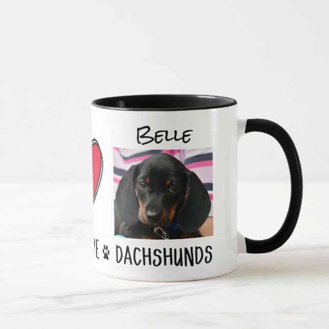 Taza Peace Love Dachshunds Dog Dug Mug (Derecha)