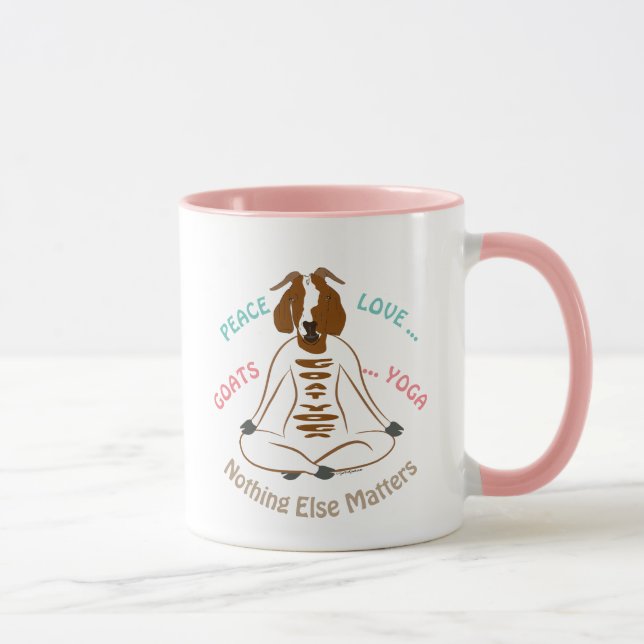Taza PEACE LOVE GOATS YOGA | GetYerGoat™ (Derecha)