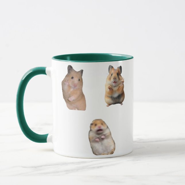 Taza Peace sign and Screaming Hamster Meme Funny Mug (Izquierda)
