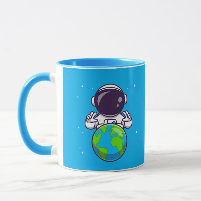 Taza Peaceful Astronaut Holding Planet Earth (Izquierda)