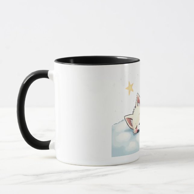 Taza Peaceful Kawaii Arctic Fox Starry Night Winter (Izquierda)