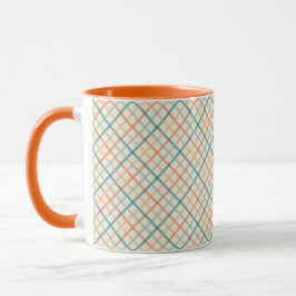 Taza Peach and Teal Plaid Design