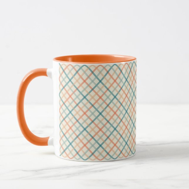 Taza Peach and Teal Plaid Design (Izquierda)