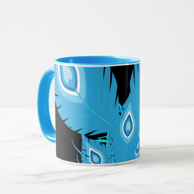 Taza Peacock Feathers | Pájaros de pavo real | Moda (Anverso izquierdo)