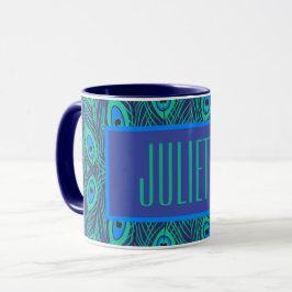 TAZA PEACOCK OCUPANTE DISEÑADO EN VERDE AZUL
