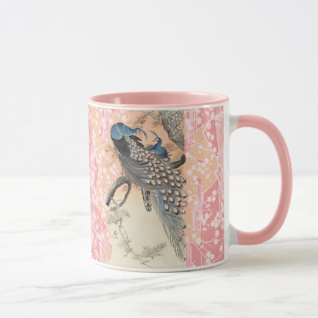 Taza PEACOCKS,SAKURA BLANCA ROSA FLORES DE flores japon (Derecha)