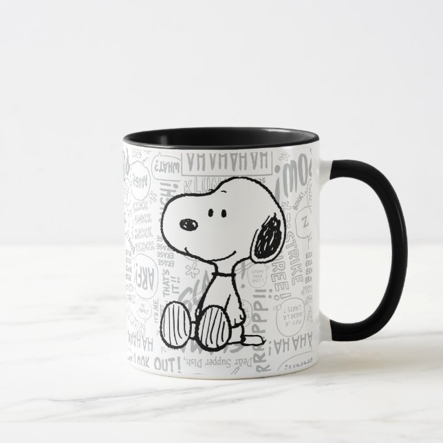 Taza PEANUTS | Snoopy on Black White Comics (Derecha)