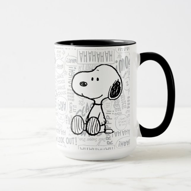 Taza PEANUTS | Snoopy on Black White Comics (Derecha)