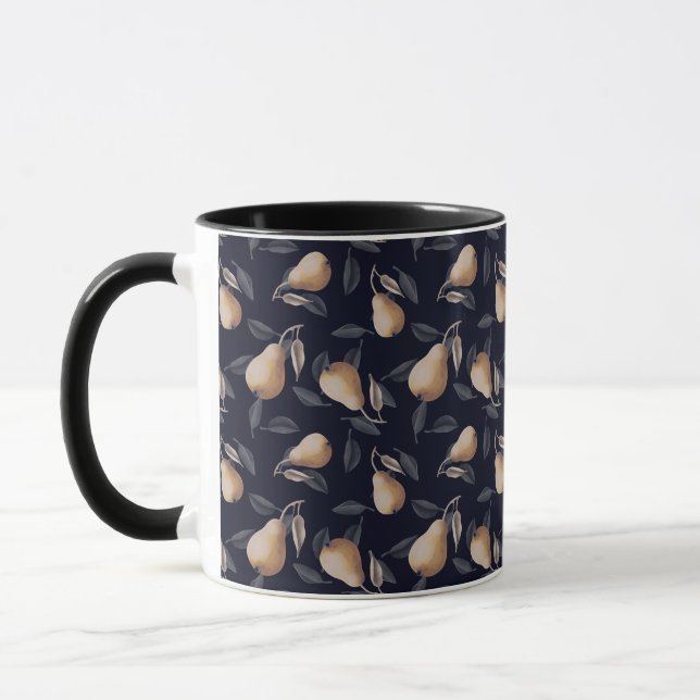 Taza Pears on Black Gothic Pattern (Izquierda)