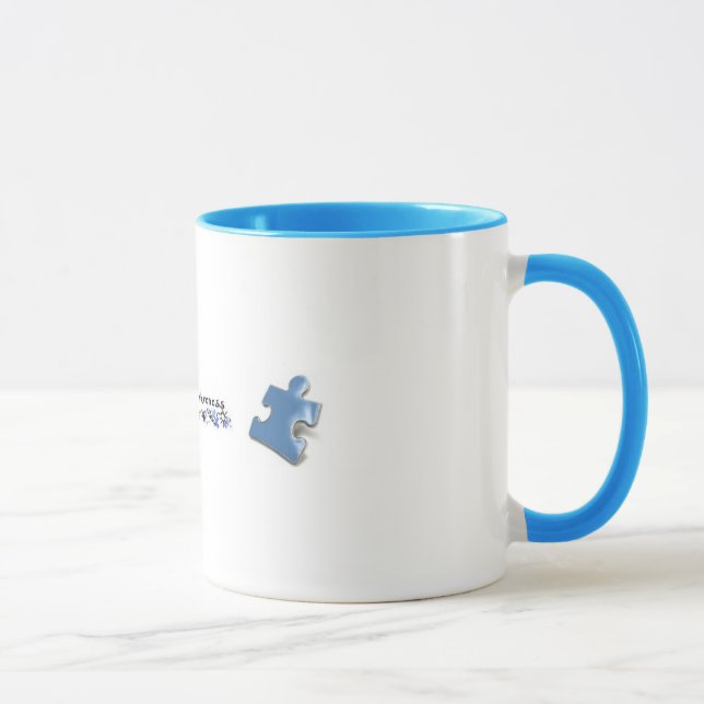 Taza Pedazos azules del rompecabezas - conciencia del (Derecha)