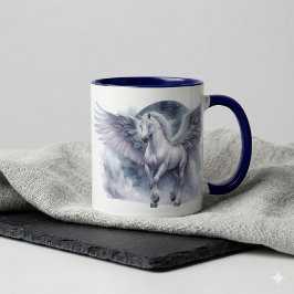 Taza Pegaso Blanco Alas a la Luz de la Luna Sueño Celes