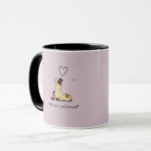 Taza Pegatina de gato adorable estirándose para amantes