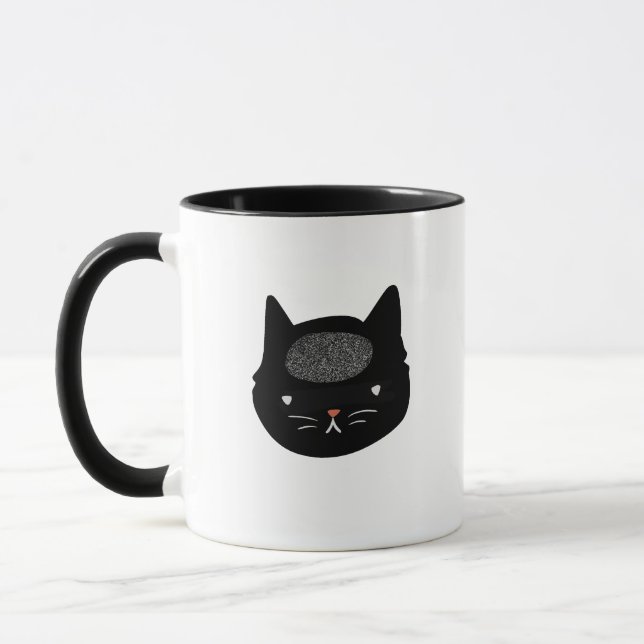 Taza Pegatina del cerebro estático del gato (Izquierda)