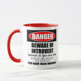 Taza Peligro Cuidado con el Rótulo introvertido