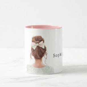 Taza Pelirroja con lazo rosa