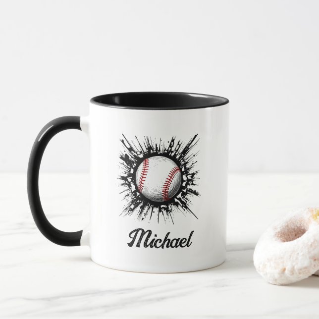 Taza Pelota de béisbol personalizada que atraviesa el m (Con donut)