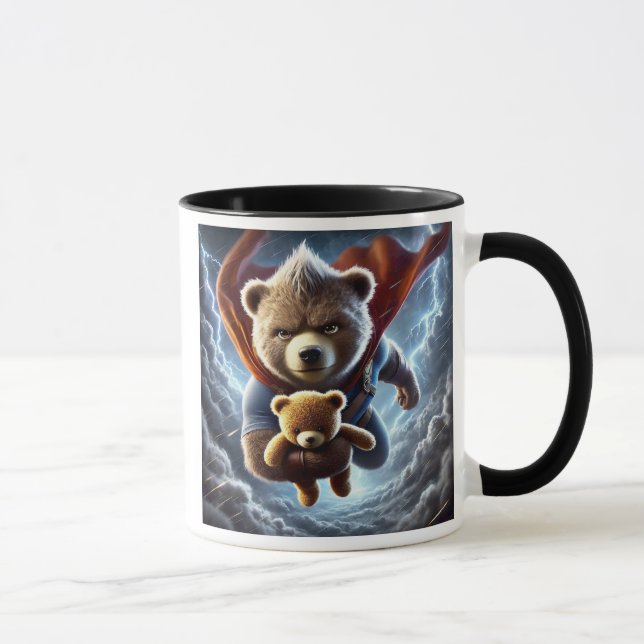 Taza Peluche ours et ourson super héros. (Derecha)