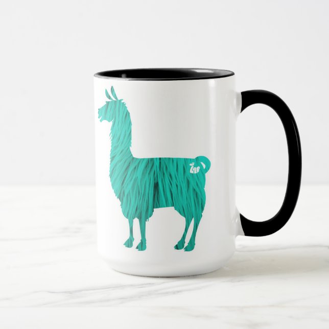 Taza peluda de la llama de la turquesa (Derecha)