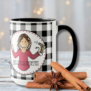 Taza Peluquera Estilista Cosmetóloga Mujer Dibujos Anim