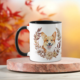 Taza Pembroke Welsh Corgi Dog Otumn Wreath