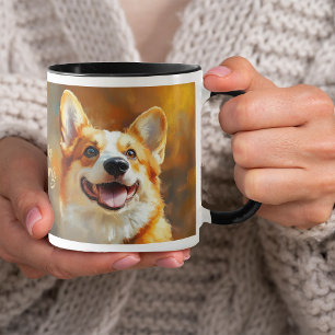 Taza Pembroke Welsh Corgi Perro en el fondo abstracto