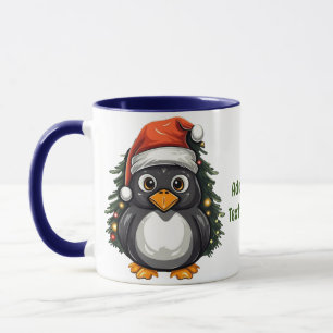 Taza Penguin Santa Hat Feliz Navidad Familia coincidien