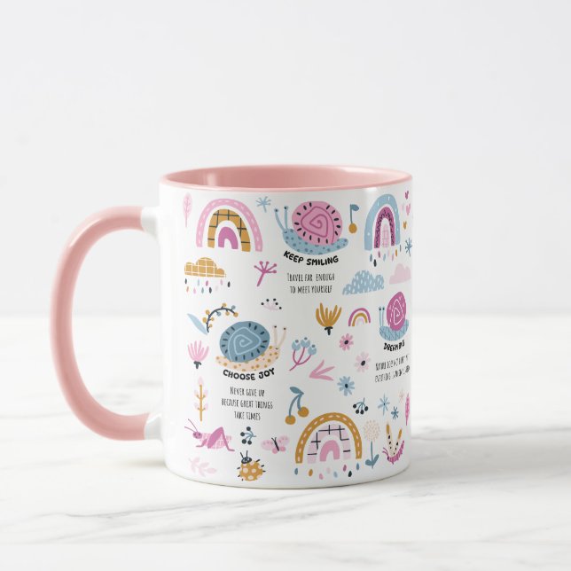 Taza Pensamiento positivo del caracol, tazón de café ro