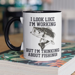 Taza Pensando En Pescar En El Trabajo Café Mug
