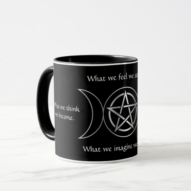 Taza Pentáculo triple de Wicca de la diosa de la luna (Anverso izquierdo)