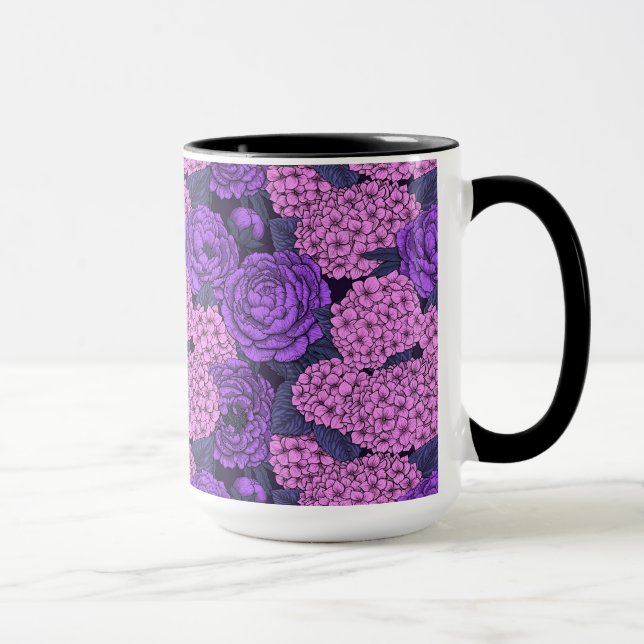 Taza Peonía e hidrangea en rosa y violeta (Derecha)
