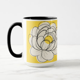 Taza Peonía Negrita Amarillo Gráfico Flor Minimali