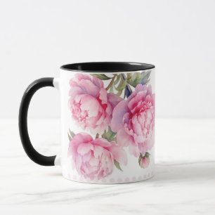 Taza Peonías en acuarela floral y follaje elegante