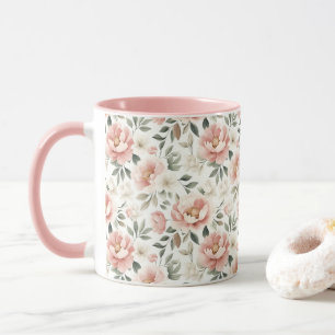Taza peonías rosadas turbias