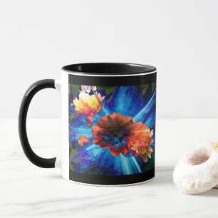 Taza Peonies con luz azul