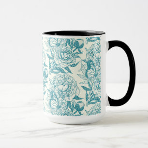 Taza Peonies y mariposas bloquean la huella, laguna Azu