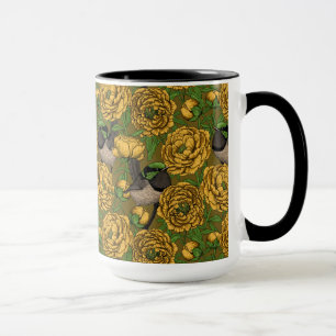 Taza Peonies y wrens