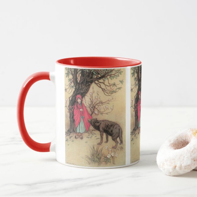 Taza Pequeña capucha roja vintage de Warwick Goble (Con donut)