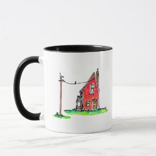 Taza Pequeña Casa Roja con línea eléctrica
