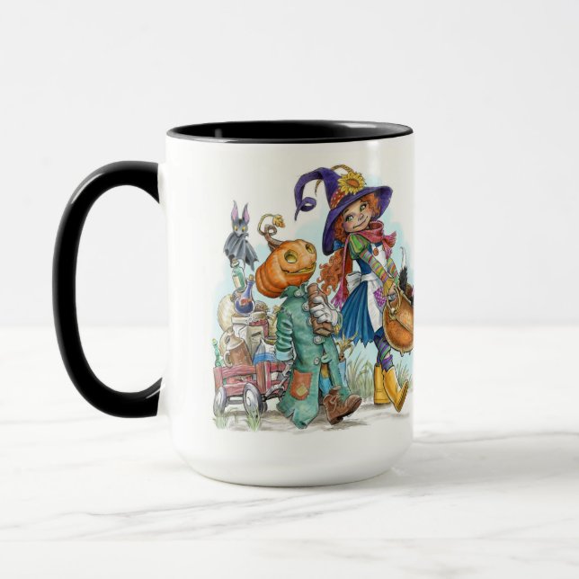 Taza Pequeña mujer folksy lindo café de Halloween (Izquierda)