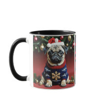 Pequeña Pug Cuidada A Los Navidades