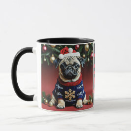 Taza Pequeña Pug Cuidada A Los Navidades