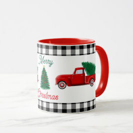 Taza Pequeño camión rojo y árbol de Navidad