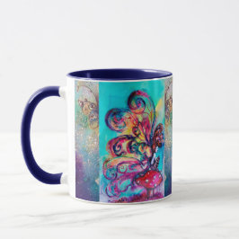 Taza Pequeño elfo de hongos Monograma rosa de fantasía