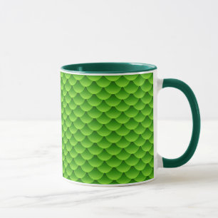Taza Pequeño modelo verde de la escala de pescados
