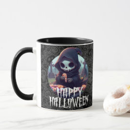 Taza Pequeño Parca Grim Con Candy Feliz Halloween
