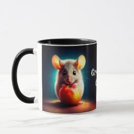 Taza Pequeño ratón lindo con arte de cocina de manzana