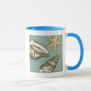 Taza Pequeño trío de conchas en Verde azulado