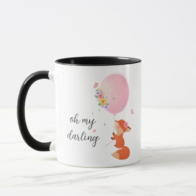 Taza Pequeño zorro lindo con globo (Izquierda)